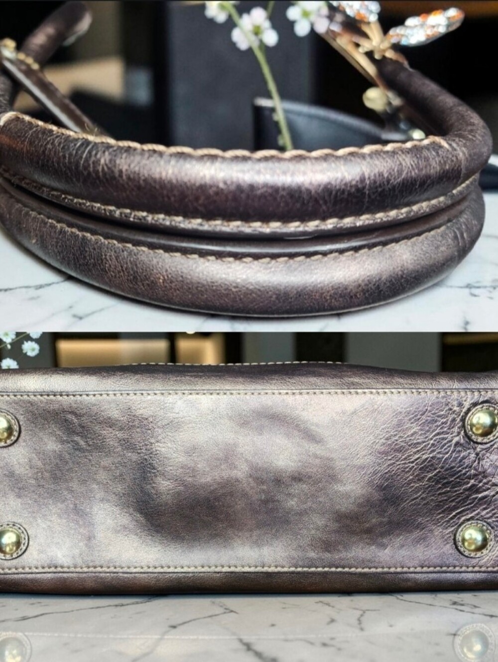 Coach Madeline Multi-Pocket Metallic Bronze Leather Satchel with Gold Hardware - Picture 8 of 16